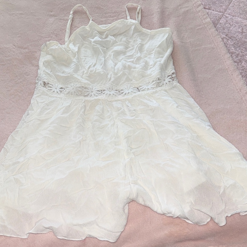 SHEIN White Lace Trim Jumpsuit